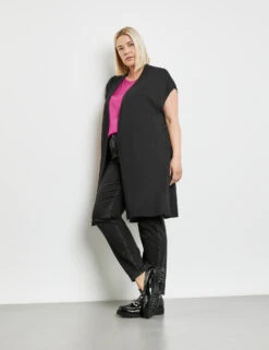 Lange Strickweste Mit Bindegürtel -Gerry Stil Geschaft lange strickweste mit bindeguertel 102