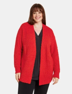 Langer Cardigan Aus Kuscheligem Strick -Gerry Stil Geschaft langer cardigan aus kuscheligem strick 01