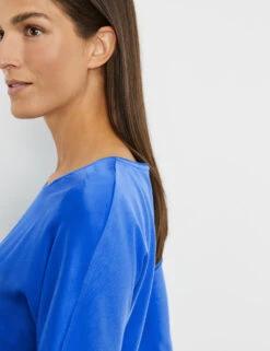 Gerry Weber Leicht Glänzendes 3/4 Arm Shirt Mit Material-Patch -Gerry Stil Geschaft leicht glaenzendes 34 arm shirt mit material patch 100