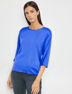 Gerry Weber Leicht Glänzendes 3/4 Arm Shirt Mit Material-Patch