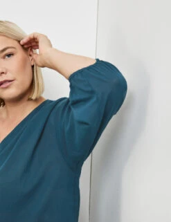 Leichte Baumwollbluse Mit 3/4 Ärmeln 10 Leichte Baumwollbluse Mit 3/4 Ärmeln -Gerry Stil Geschaft leichte baumwollbluse mit 34 aermeln 100