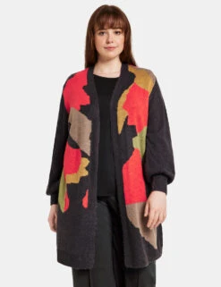 Longjacke Aus Intarsien-Strick -Gerry Stil Geschaft longjacke aus intarsien strick 01