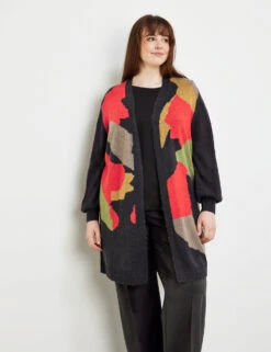 Longjacke Aus Intarsien-Strick