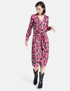 Taifun Midikleid Mit Bindegürtel -Gerry Stil Geschaft midikleid mit bindeguertel 01