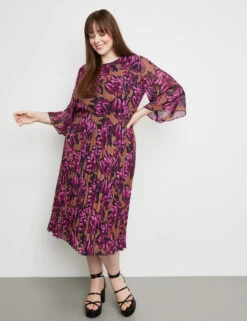 Midikleid Mit Plissiertem Rockteil