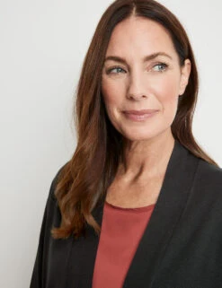 Gerry Weber Offene Shirtjacke Mit Breiter Ausschnittblende -Gerry Stil Geschaft offene shirtjacke mit breiter ausschnittblende 100