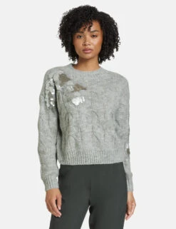 Taifun Pullover Mit Pailletten-Zier -Gerry Stil Geschaft pullover mit pailletten zier 01
