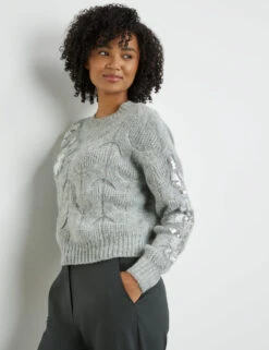 Taifun Pullover Mit Pailletten-Zier -Gerry Stil Geschaft pullover mit pailletten zier 102
