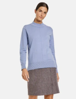 Gerry Weber Pullover Mit Strick-Mix Und Verlängertem Rückenteil -Gerry Stil Geschaft pullover mit strick mix und verlaengertem rueckenteil 01