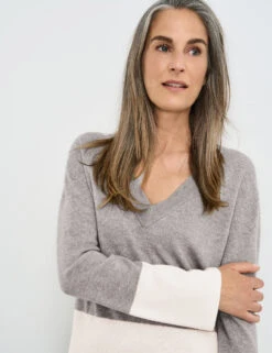 Gerry Weber Pullover Mit Strick-Patch Und Kaschmiranteil -Gerry Stil Geschaft pullover mit strick patch und kaschmiranteil 100