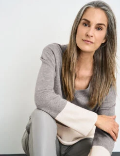 Gerry Weber Pullover Mit Strick-Patch Und Kaschmiranteil -Gerry Stil Geschaft pullover mit strick patch und kaschmiranteil 102