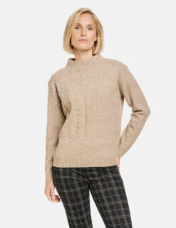 Gerry Weber Pullover Mit Turtleneck Und Strick-Muster -Gerry Stil Geschaft pullover mit turtleneck und strick muster 01