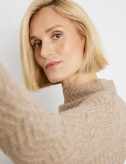 Gerry Weber Pullover Mit Turtleneck Und Strick-Muster -Gerry Stil Geschaft pullover mit turtleneck und strick muster 100