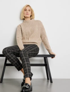 Gerry Weber Pullover Mit Turtleneck Und Strick-Muster -Gerry Stil Geschaft pullover mit turtleneck und strick muster 102