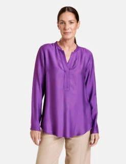 Gerry Weber Schlichte Langarmbluse Mit Tunika-Ausschnitt -Gerry Stil Geschaft schlichte langarmbluse mit tunika ausschnitt 01