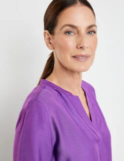 Gerry Weber Schlichte Langarmbluse Mit Tunika-Ausschnitt -Gerry Stil Geschaft schlichte langarmbluse mit tunika ausschnitt 100