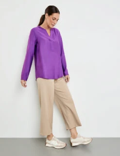 Gerry Weber Schlichte Langarmbluse Mit Tunika-Ausschnitt -Gerry Stil Geschaft schlichte langarmbluse mit tunika ausschnitt 102