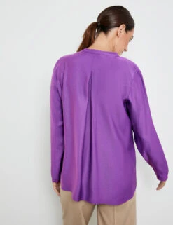 Gerry Weber Schlichte Langarmbluse Mit Tunika-Ausschnitt -Gerry Stil Geschaft schlichte langarmbluse mit tunika ausschnitt 104