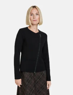 Gerry Weber Strickjacke Mit Asymmetrischem Reißverschluss -Gerry Stil Geschaft strickjacke mit asymmetrischem reissverschluss 01
