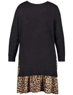 Strickkleid Mit Leomuster-Saum -Gerry Stil Geschaft strickkleid mit leomuster saum 03