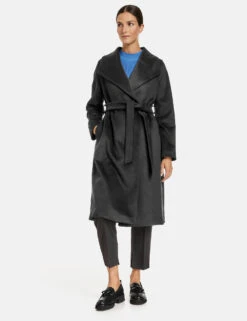 Gerry Weber Wollmantel Mit Kragen Und Taillenband -Gerry Stil Geschaft wollmantel mit kragen und taillenband 01